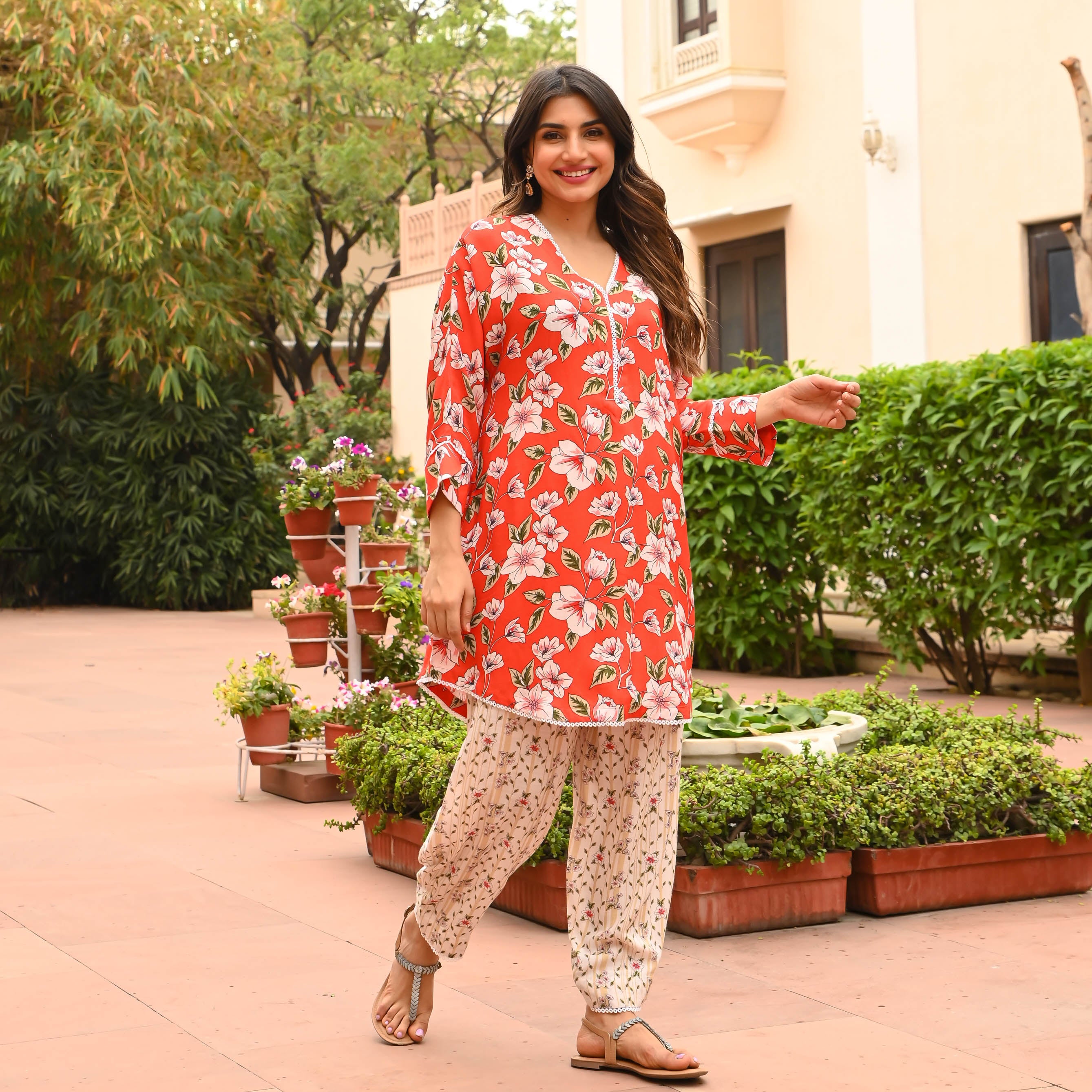 Double Delight Floral Salwar Kurta Pant Set For Women Online